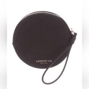 Lafayette 148 New York Black Round Leather Wristlet - NWT